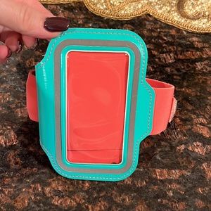 Bright Coral And Neon Green With Reflective Silver Strip Velcro Arm Band